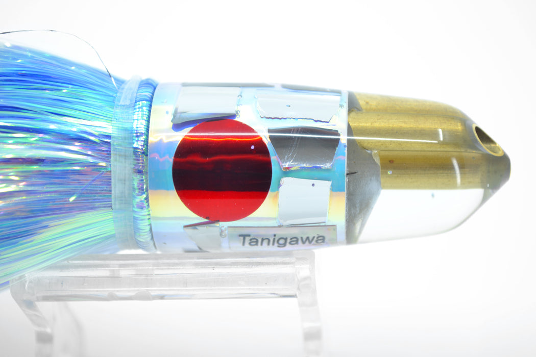 Tanigawa Lures Ice Rainbow Cracked Glass 2-Hole Bullet 7" 6oz Flashabou Blue-Ice Blue