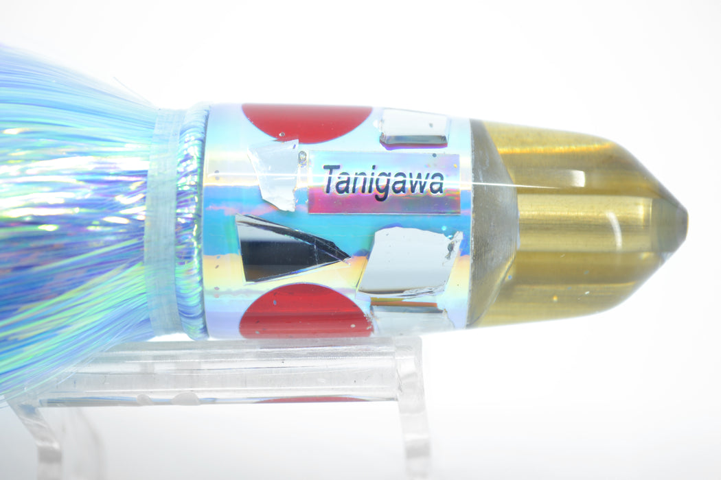 Tanigawa Lures Ice Rainbow Cracked Glass 2-Hole Bullet 7" 6oz Flashabou Blue-Ice Blue
