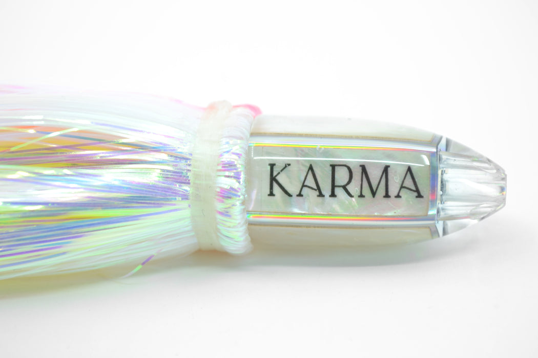 Koya Lures White MOP Karma 4-Hole Bullet 4.5" 1.5oz Flashabou Pink-White-Yellow
