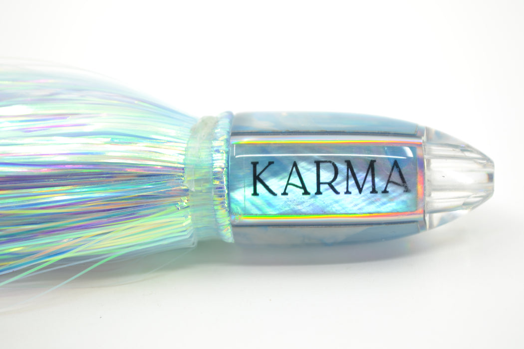 Koya Lures Blue MOP Karma 4-Hole Bullet 4.5" 1.5oz Flashabou Ice Blue-Pink