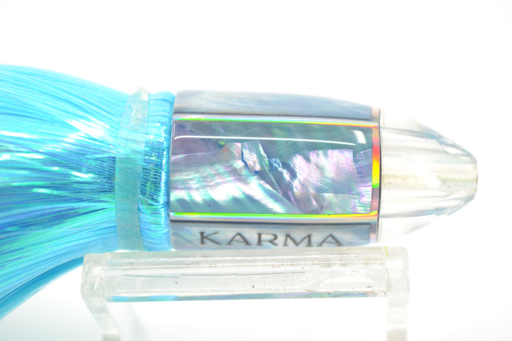 Koya Lures Blue MOP Karma 4-Hole Bullet 6" 3oz Flashabou Ice Blue-Pink