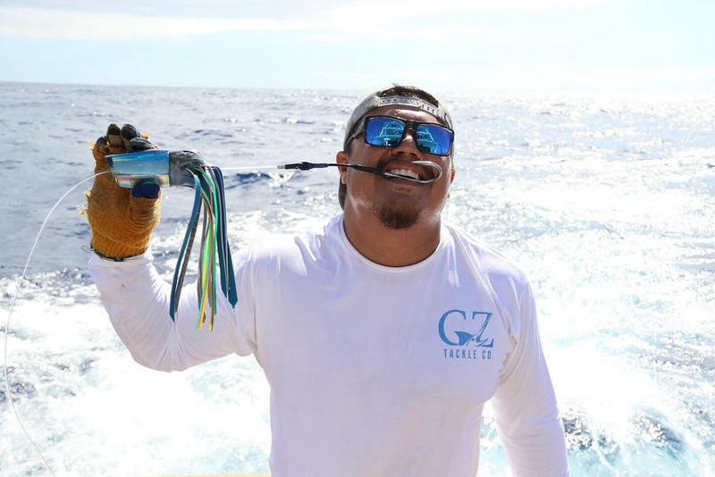 GZ Tackle Co. Carol Lynne “Tribal Marlin” AquaTek LS Performance Shirt White