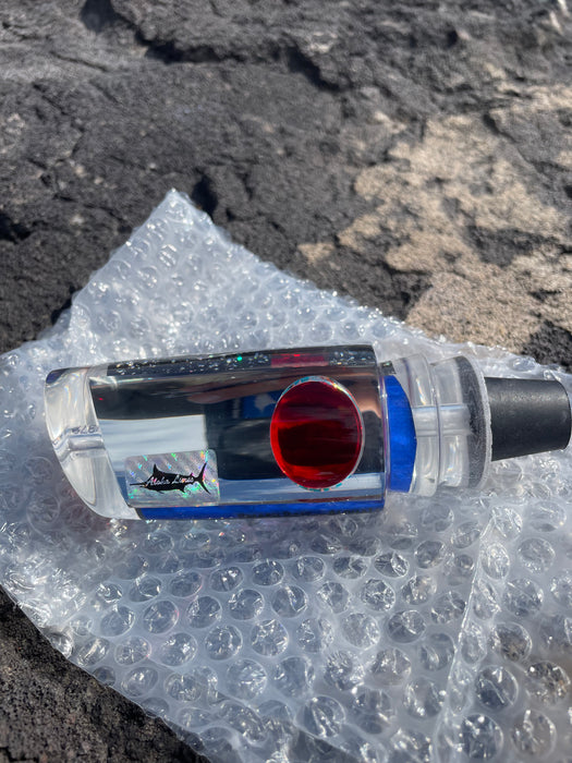 Aloha Lures Clear Mirrored Blue-Red Salt & Pepper Red Eyes Smash Bait 14" 9.5oz EZ-K