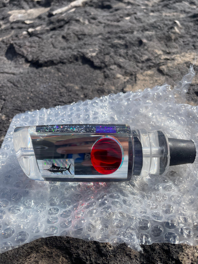 Aloha Lures Clear Mirrored Black-Purple Salt & Pepper Red Eyes Smash Bait 14" 9.5oz EZ-K