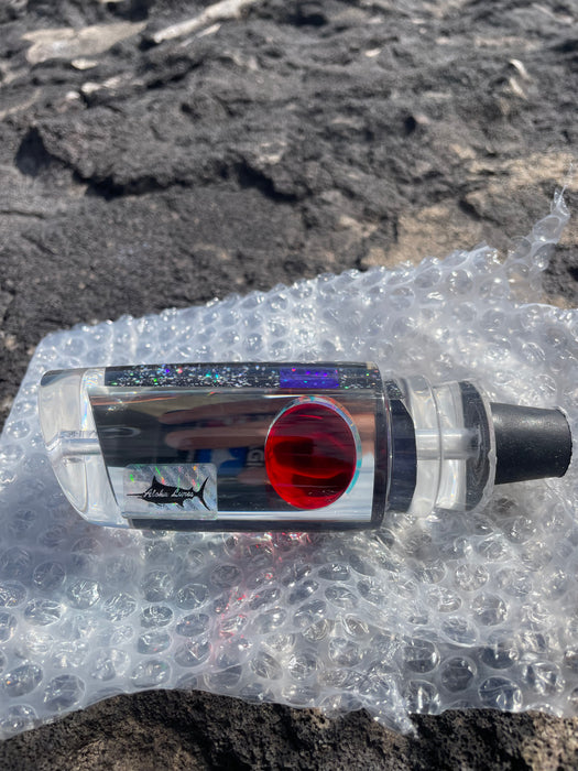 Aloha Lures Clear Mirrored Black-Purple Salt & Pepper Red Eyes Smash Bait 14" 9.5oz EZ-K