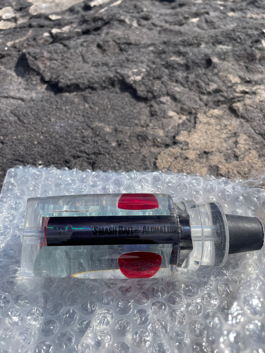 Aloha Lures Clear Mirrored Black-Purple Salt & Pepper Red Eyes Smash Bait 14" 9.5oz EZ-K