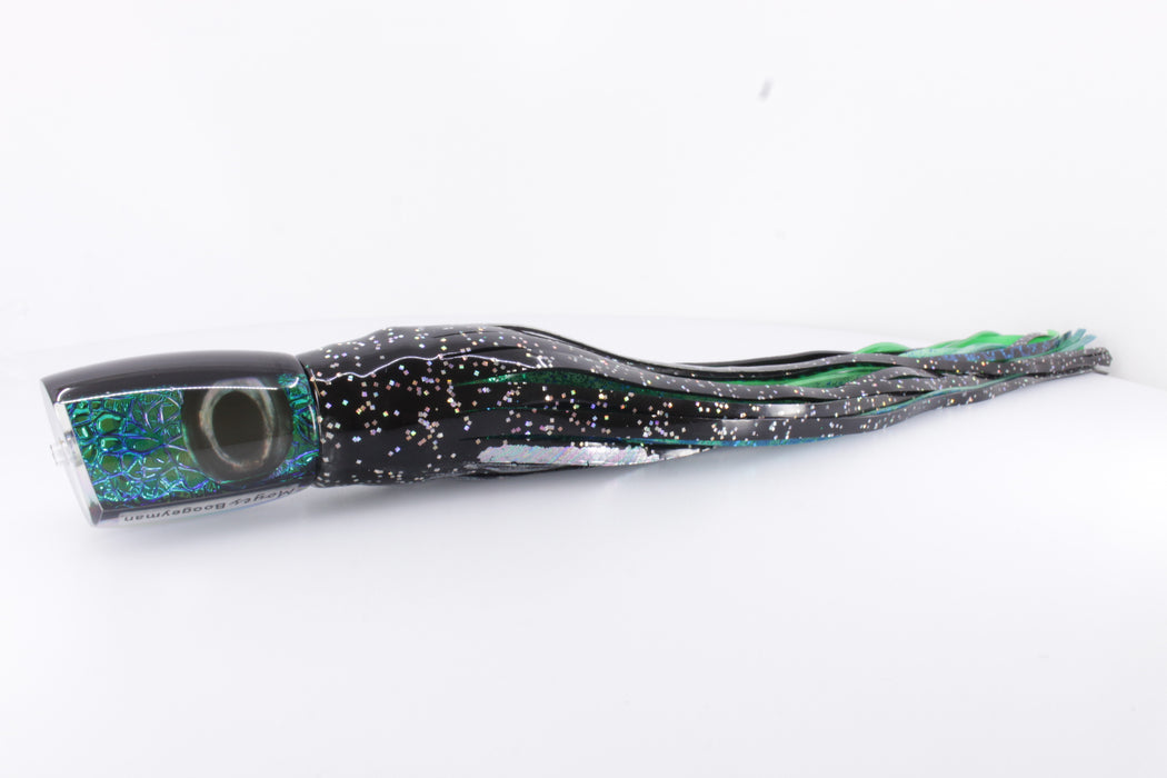 Moyes Lures Green-Blue Oil Slick Black Back Boogeyman 12" 7oz Skirted Black