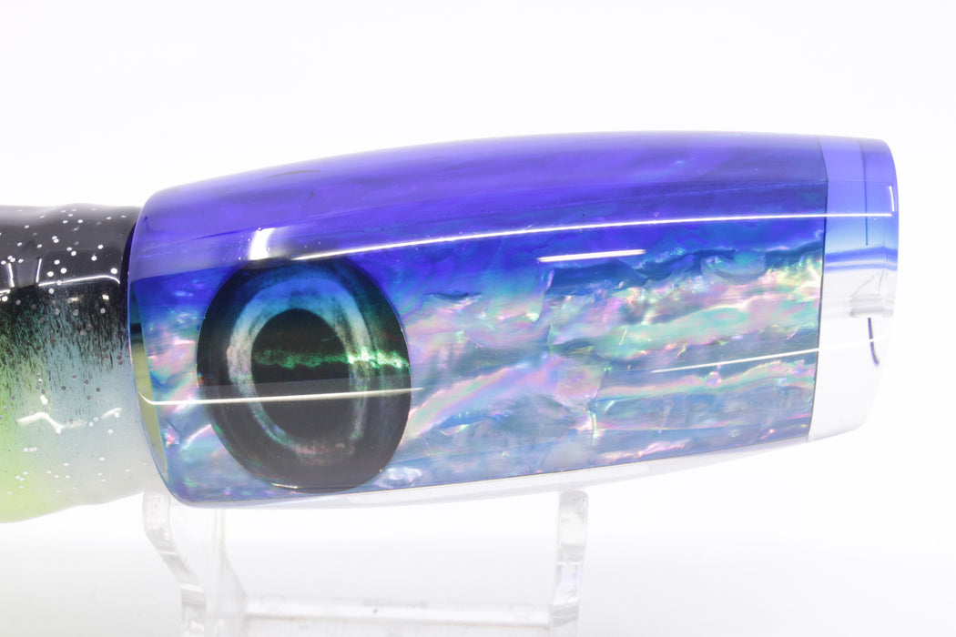 Moyes Lures Rainbow MOP Blue Back Medium Plunger 12" 7.5oz Skirted Fruit Salad GZE