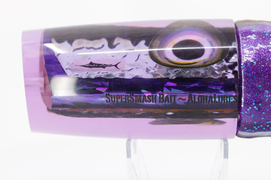 Aloha Lures Purple Resin Blue-Purple Dichro SuperSmash Bait 16" 19.2oz Skirted