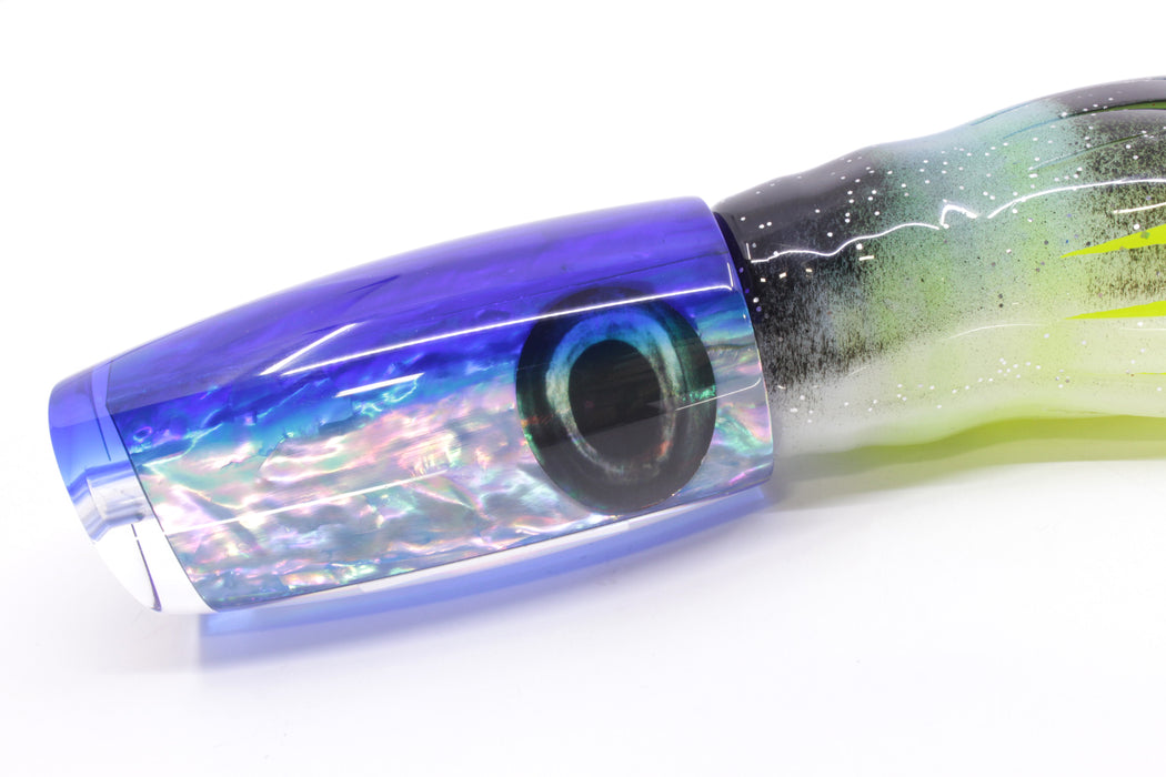 Moyes Lures Rainbow MOP Blue Back Medium Plunger 12" 7.5oz Skirted Fruit Salad GZE