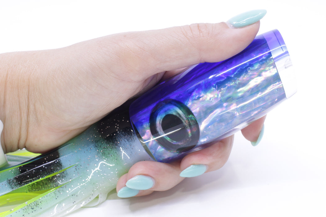 Moyes Lures Rainbow MOP Blue Back Medium Plunger 12" 7.5oz Skirted Fruit Salad GZE