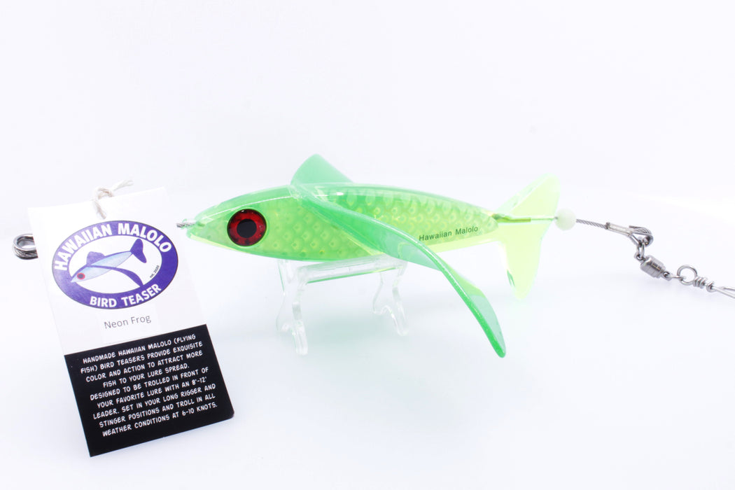 Hawaiian Malolo Bird Teaser Neon Frog + Marlin Magic Large Hard Head Pre-Rigged Combo