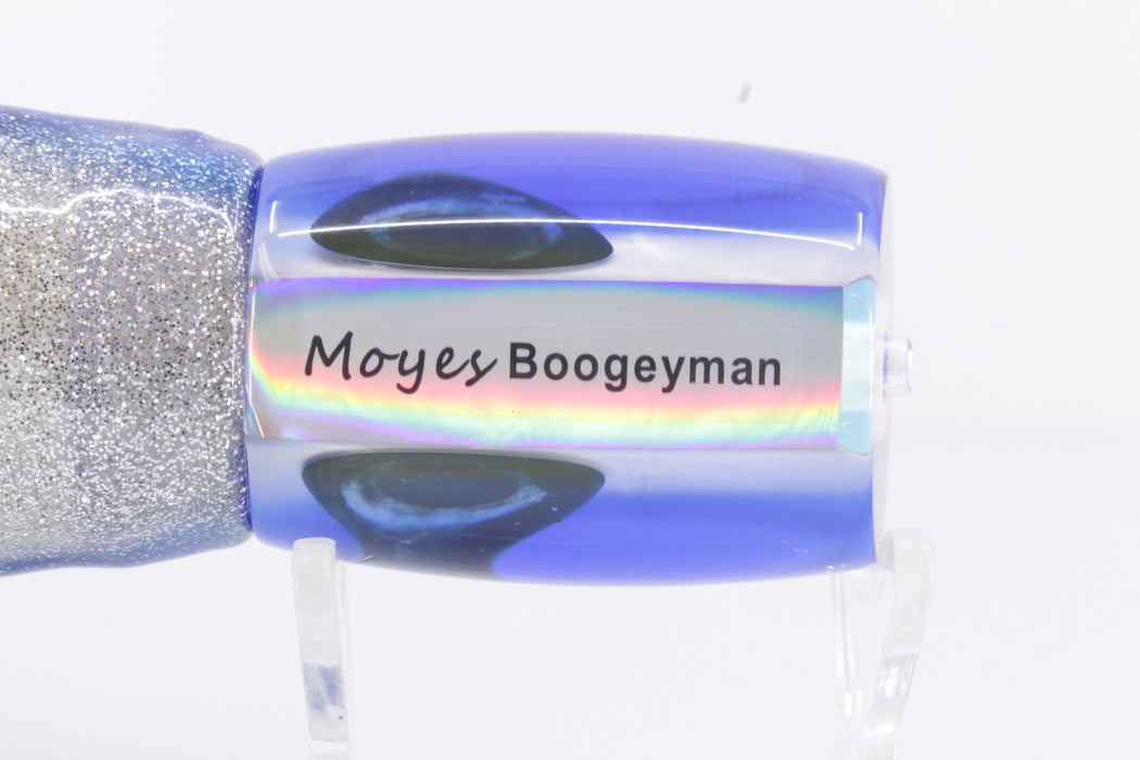 Moyes Lures White MOP Blue Back Boogeyman 12" 7oz Skirted Blue-Silver