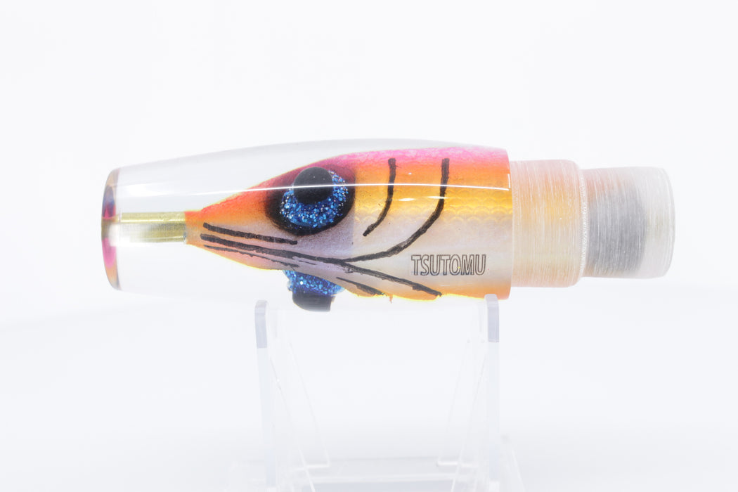 Tsutomu Lures "Da Amaebi" White Dots-Pink-Orange Fish Head H1 Invert 9"+ 7.9oz