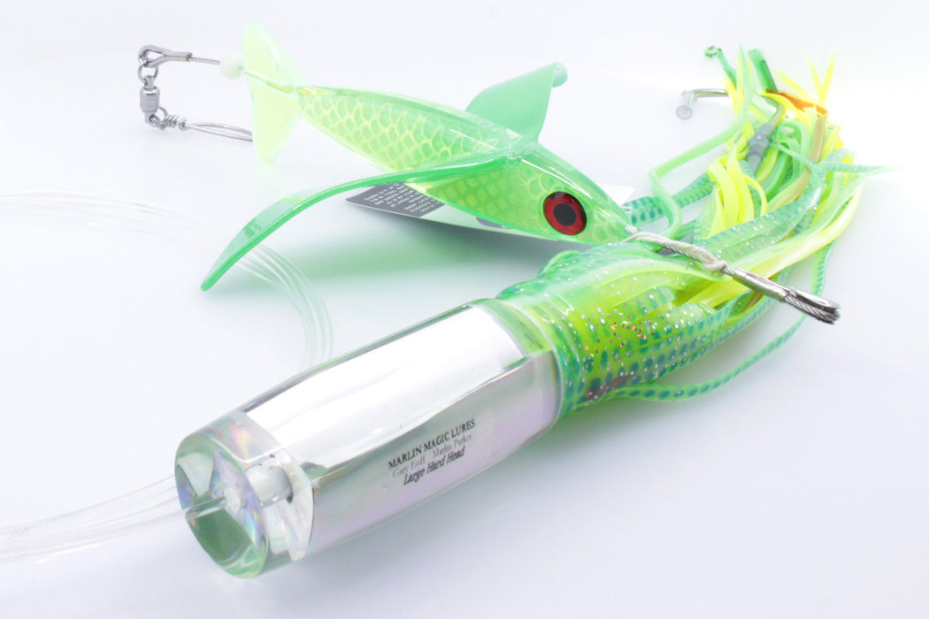 Hawaiian Malolo Bird Teaser Neon Frog + Marlin Magic Large Hard Head Pre-Rigged Combo