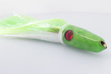 Tanigawa Lures Lime Green Pearl 2-Hole Bullet 9"+ 8.5oz Flashabou Green-White