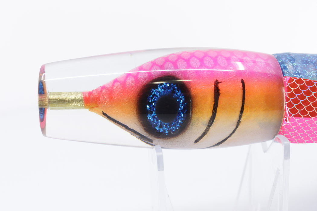 Tsutomu Lures "Da Amaebi" Pink-Orange Fish Head H1 Invert 9"+ 9.6oz Skirted with Wings