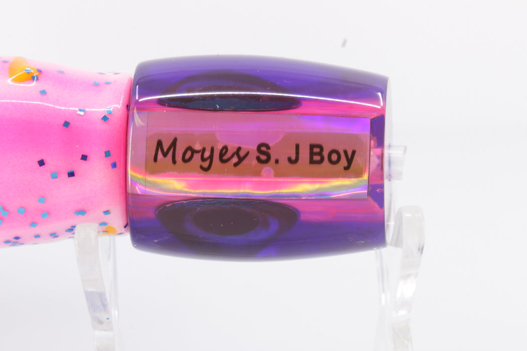 Moyes Lures Pink Awabi Pearl Blue Back Small J-Boy 9" 5oz Skirted Blue-Pink-White