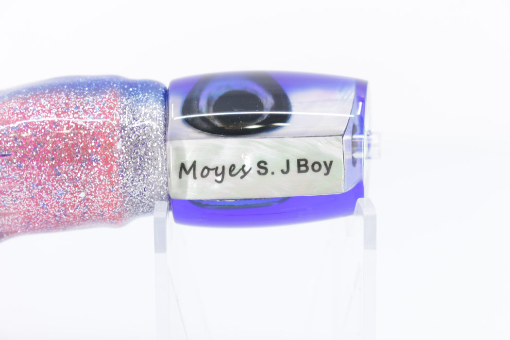 Moyes Lures White MOP Blue Back Small J-Boy 9" 5oz Skirted Blue-Silver-Pink