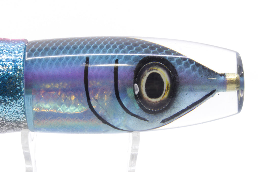 Tsutomu Lures Black-Blue-Pink Fish Head Ante Invert 12" 9.3oz Skirted Blue-Silver