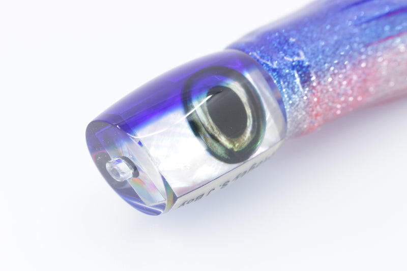 Moyes Lures White MOP Blue Back Small J-Boy 9" 5oz Skirted Blue-Silver-Pink
