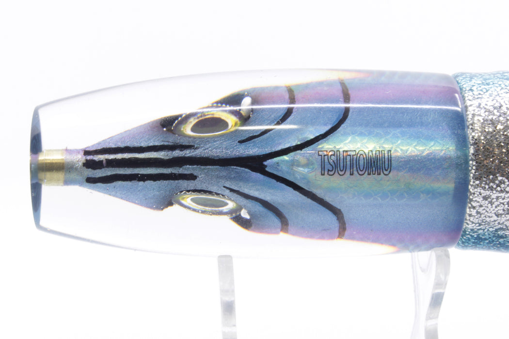 Tsutomu Lures Black-Blue-Pink Fish Head Ante Invert 12" 9.3oz Skirted Blue-Silver