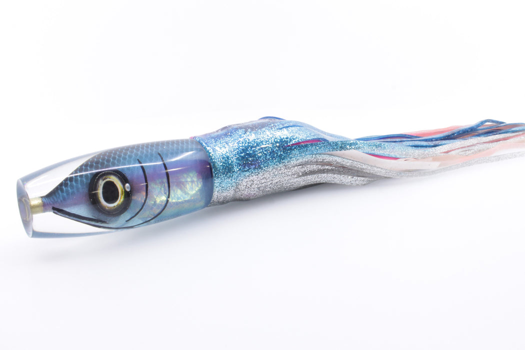 Tsutomu Lures Black-Blue-Pink Fish Head Ante Invert 12" 9.3oz Skirted Blue-Silver