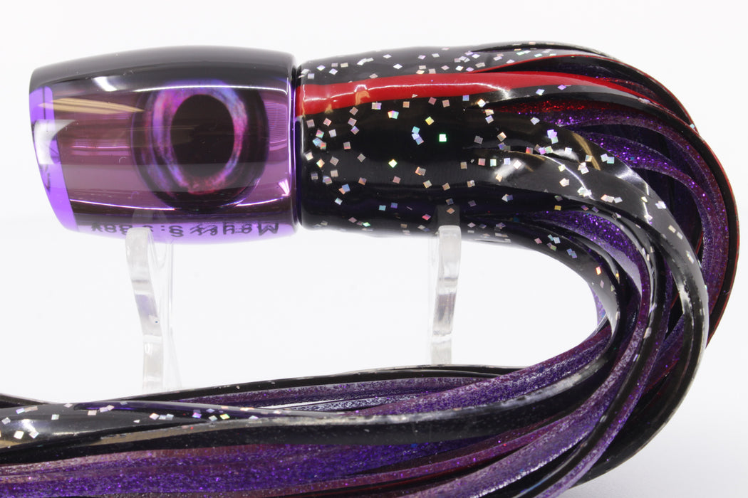 Moyes Lures Purple Mirrored Rainbow Black Back Small J-Boy 9" 5oz Skirted Black