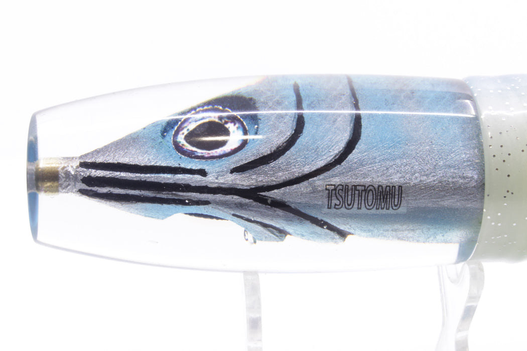 Tsutomu Lures "Jail Bird" Fish Head Ante Invert 12" 9.7oz Skirted Blue-Black Bars