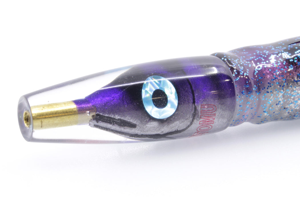 Tsutomu Lures Purple-Black Stripes Fish Head Poke Invert 6" 3.2oz Skirted