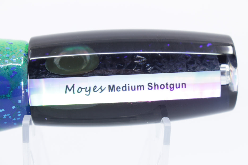 Moyes Lures Green-Blue Oil Slick Black Back Medium Shotgun 10" 6oz Skirted