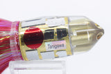 Tanigawa Lures Gold Rainbow Mirrored Cracked Glass Red Eyes 4-Hole Bullet 9"+ 9oz Flashabou