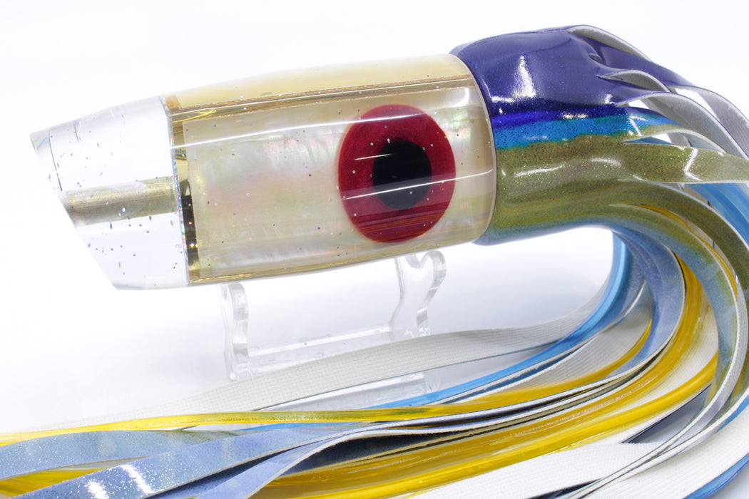 Tanigawa Lures Golden MOP Large Plunger 14" 8.8oz Fire Tailz Vinyl Yellowfin