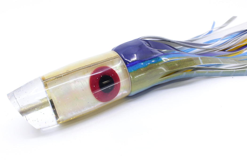 Tanigawa Lures Golden MOP Large Plunger 14" 8.8oz Fire Tailz Vinyl Yellowfin