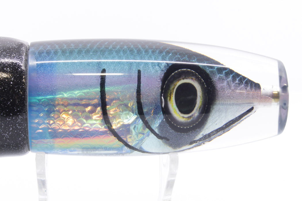 Tsutomu Lures Black-Blue-Pink Fish Head Ante Invert 12" 7.2oz Vinyl Black