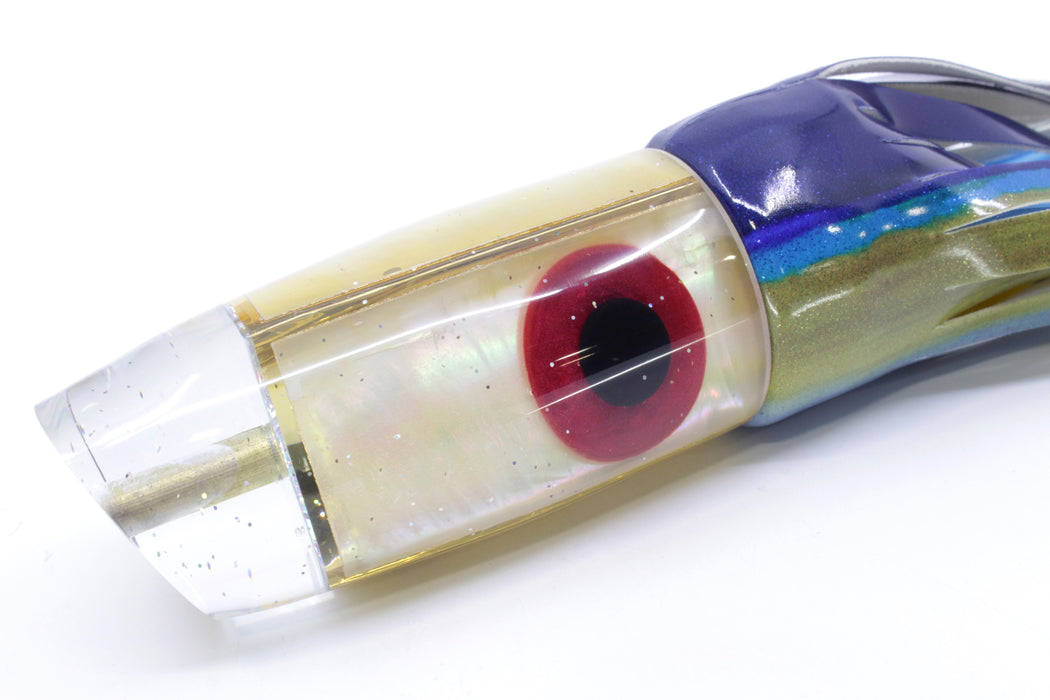 Tanigawa Lures Golden MOP Large Plunger 14" 8.8oz Fire Tailz Vinyl Yellowfin