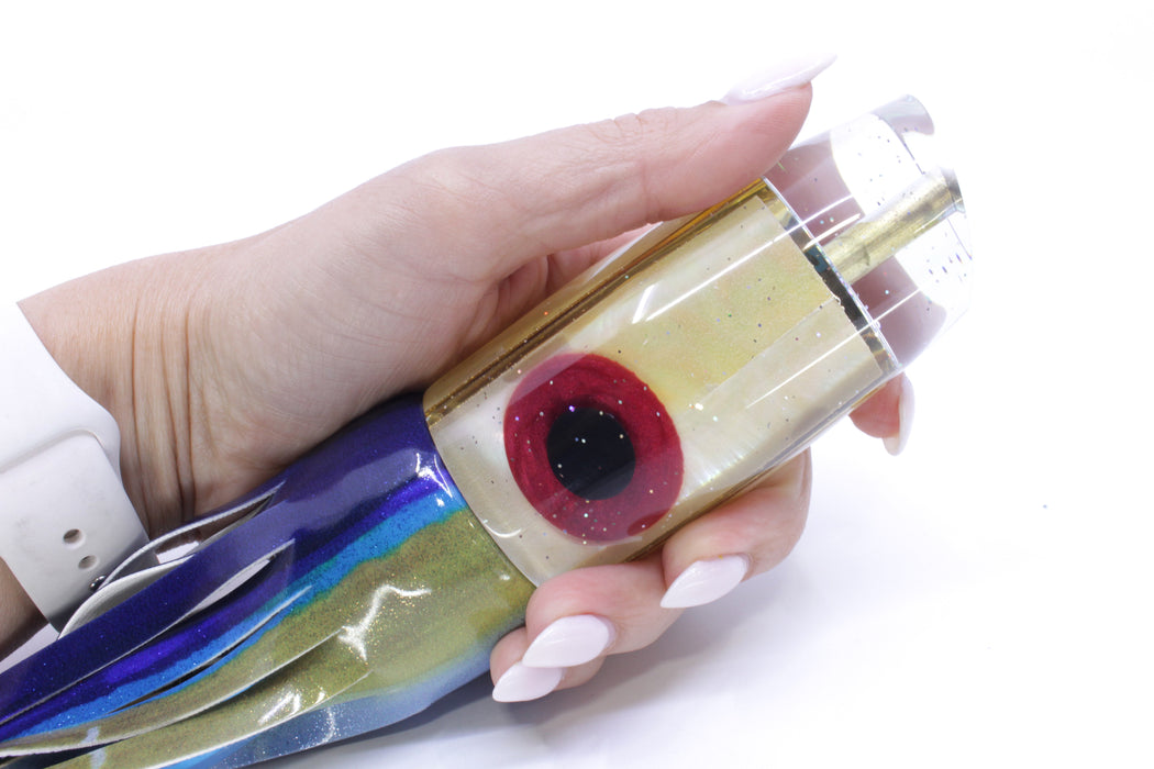 Tanigawa Lures Golden MOP Large Plunger 14" 8.8oz Fire Tailz Vinyl Yellowfin