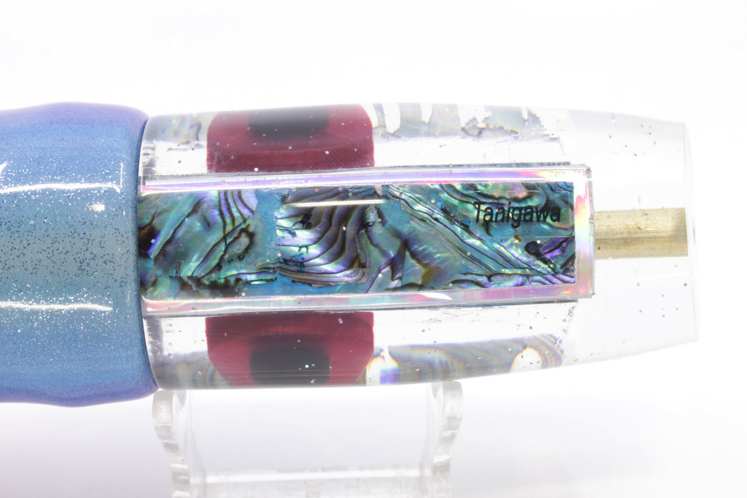 Tanigawa Lures Ice Blue Paua Shell Large Plunger 14" 8.8oz Fire Tailz Vinyl Blueberry