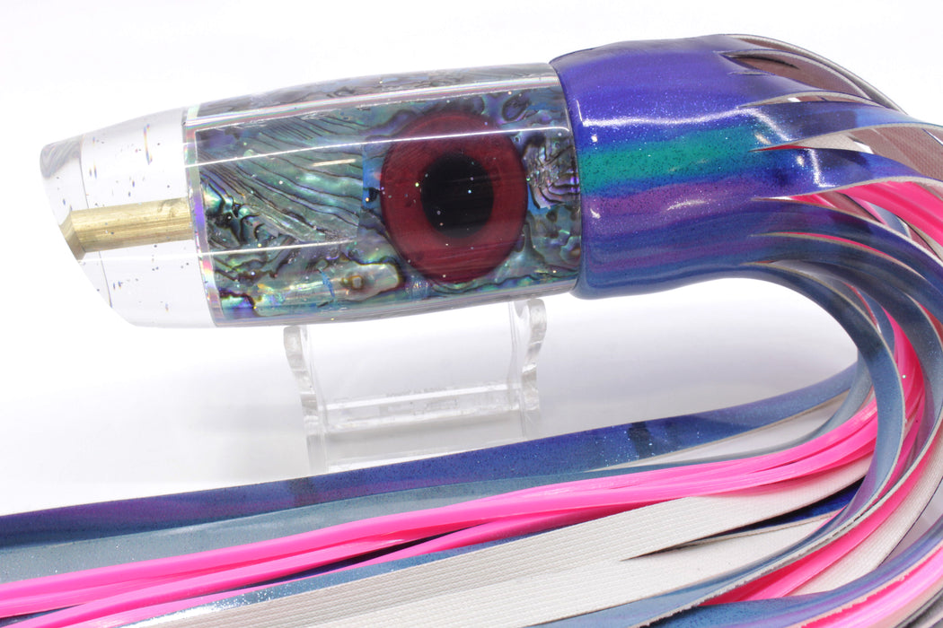 Tanigawa Lures Ice Blue Paua Shell Large Plunger 14" 8.8oz Fire Tailz Vinyl Blueberry