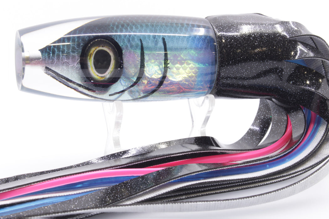 Tsutomu Lures Black-Blue-Pink Fish Head Ante Invert 12" 7.2oz Vinyl Black