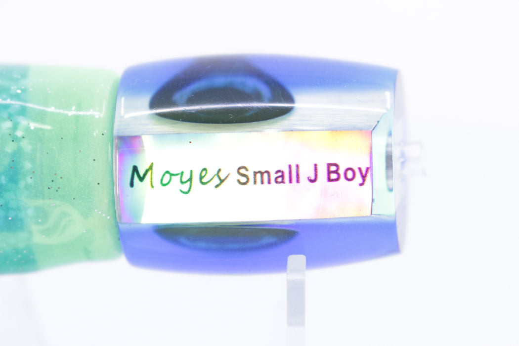 Moyes Lures Glow White Oil Slick Blue Back Small J-Boy 9" 5oz Skirted