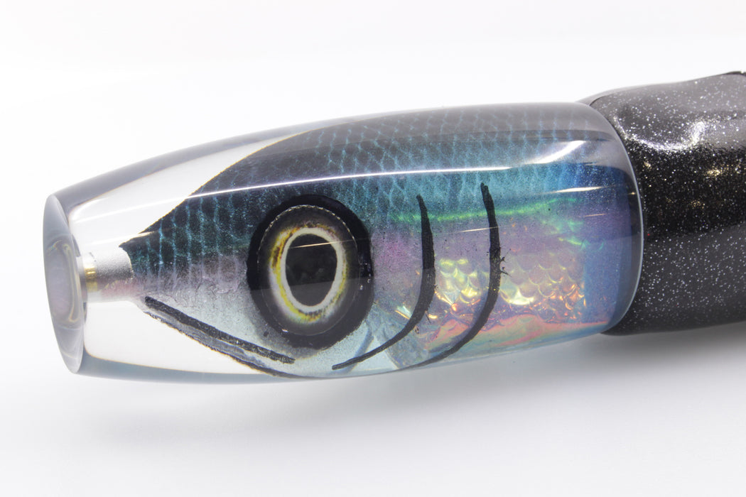 Tsutomu Lures Black-Blue-Pink Fish Head Ante Invert 12" 7.2oz Vinyl Black