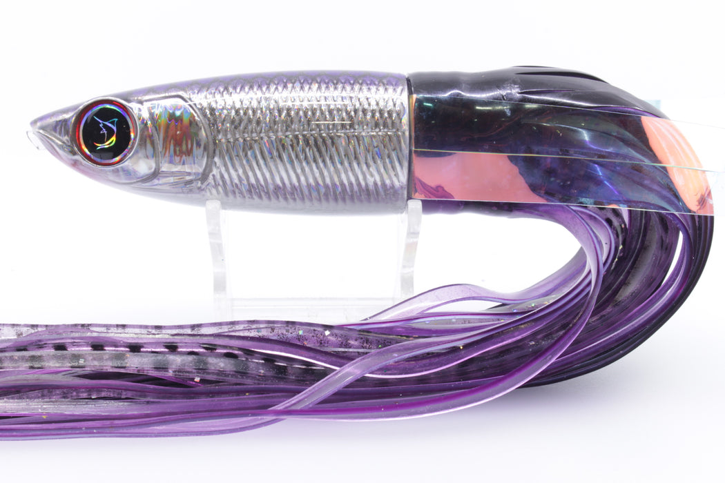 Bonze Lures Silver Rainbow Purple Dot Back Weapon X 12" 9.8oz Skirted with Wings