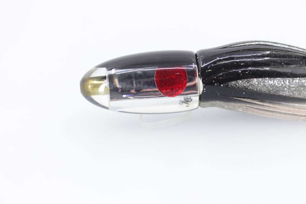 Koya Lures Mirrored Black Back Red Eye Bullet 4.5" 1.3oz Skirted Black-Clear-Silver