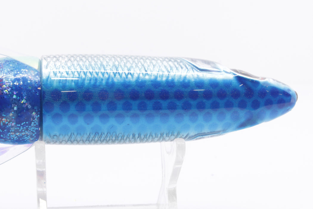 Bonze Lures Silver Rainbow Blue Dot Back Weapon X 12" 9.8oz Skirted with Wings