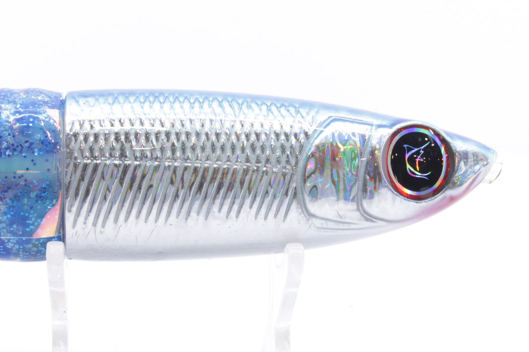 Bonze Lures Silver Rainbow Blue Dot Back Weapon X 12" 9.8oz Skirted with Wings