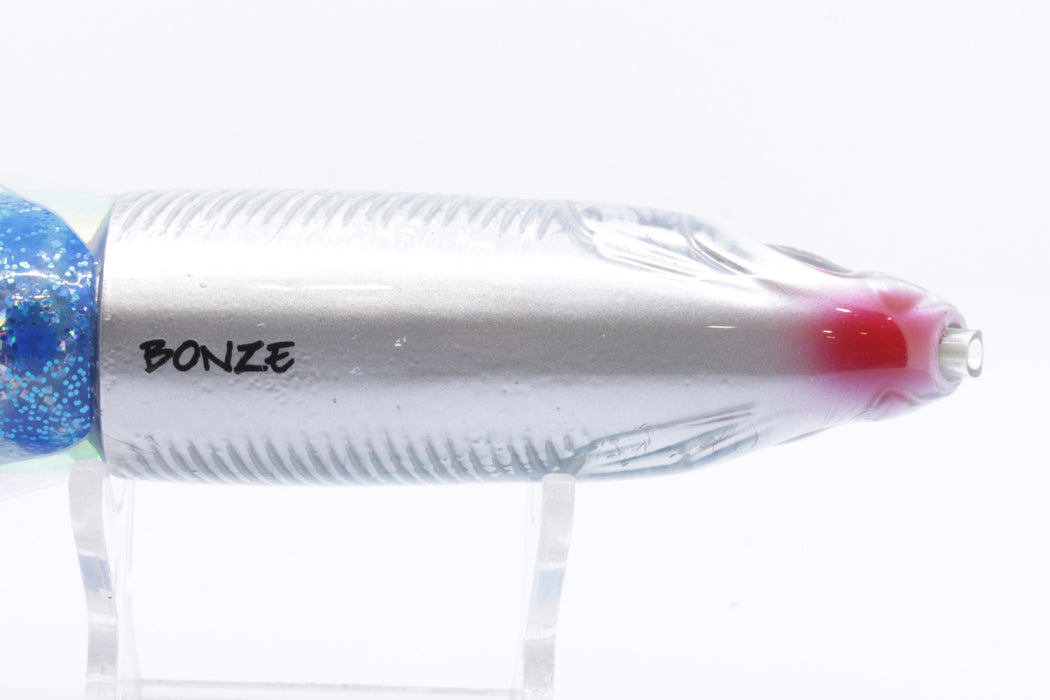 Bonze Lures Silver Rainbow Blue Dot Back Weapon X 12" 9.8oz Skirted with Wings