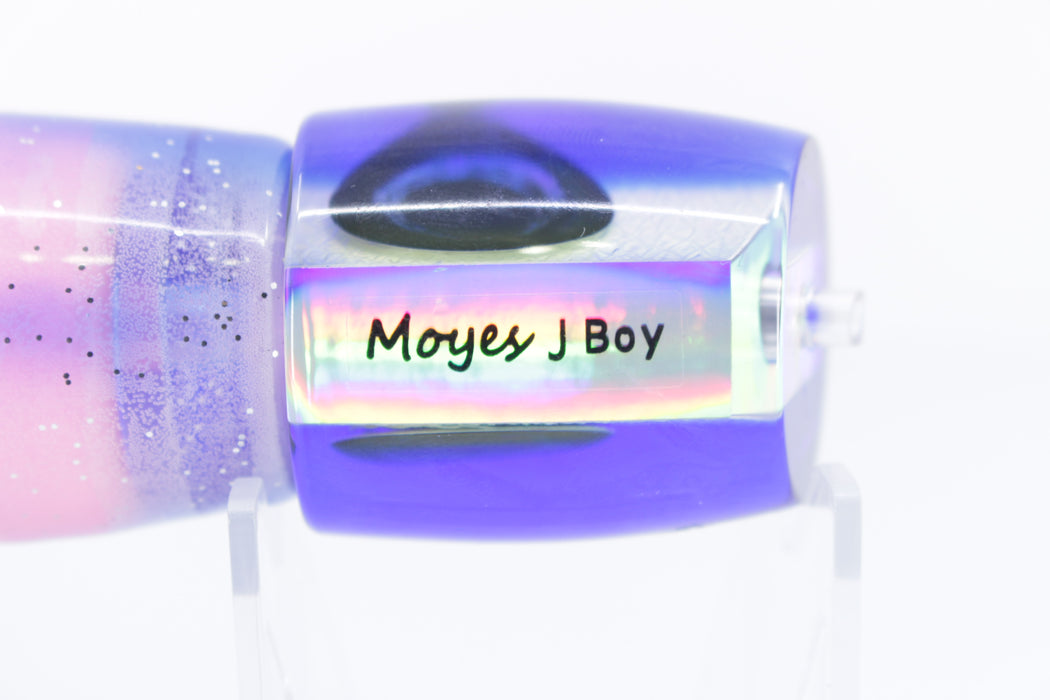 Moyes Lures Glow White Oil Slick Blue Back Medium J-Boy 12" 7oz Skirted