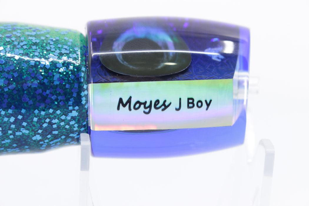 Moyes Lures Green-Blue Oil Slick Blue Back Medium J-Boy 12" 7oz Skirted
