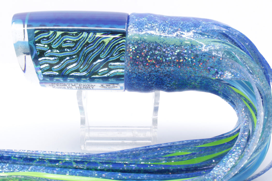 Marlin Magic Lures Blue-Green Lava Blue Back Henry 12" 11.5oz Skirted Blue Dots